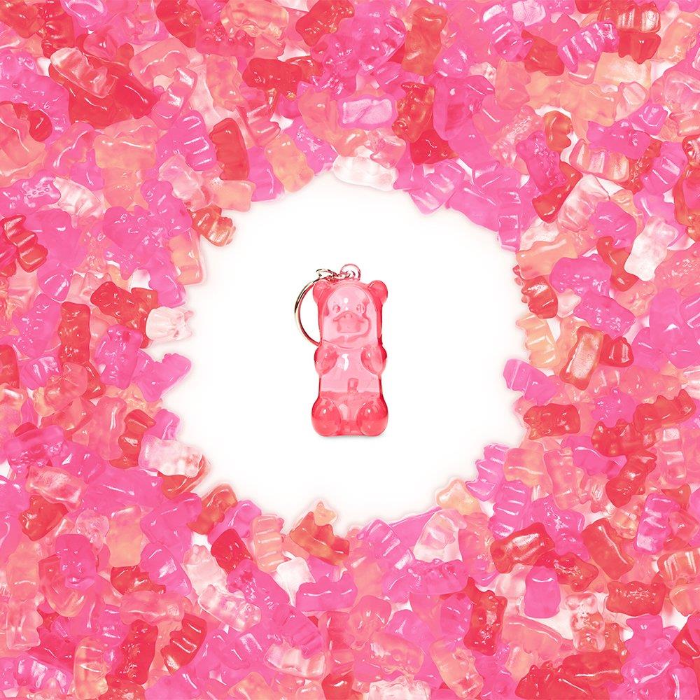 Gummygoods Squeezable Light-Up Gummy Bear Keychain, Red