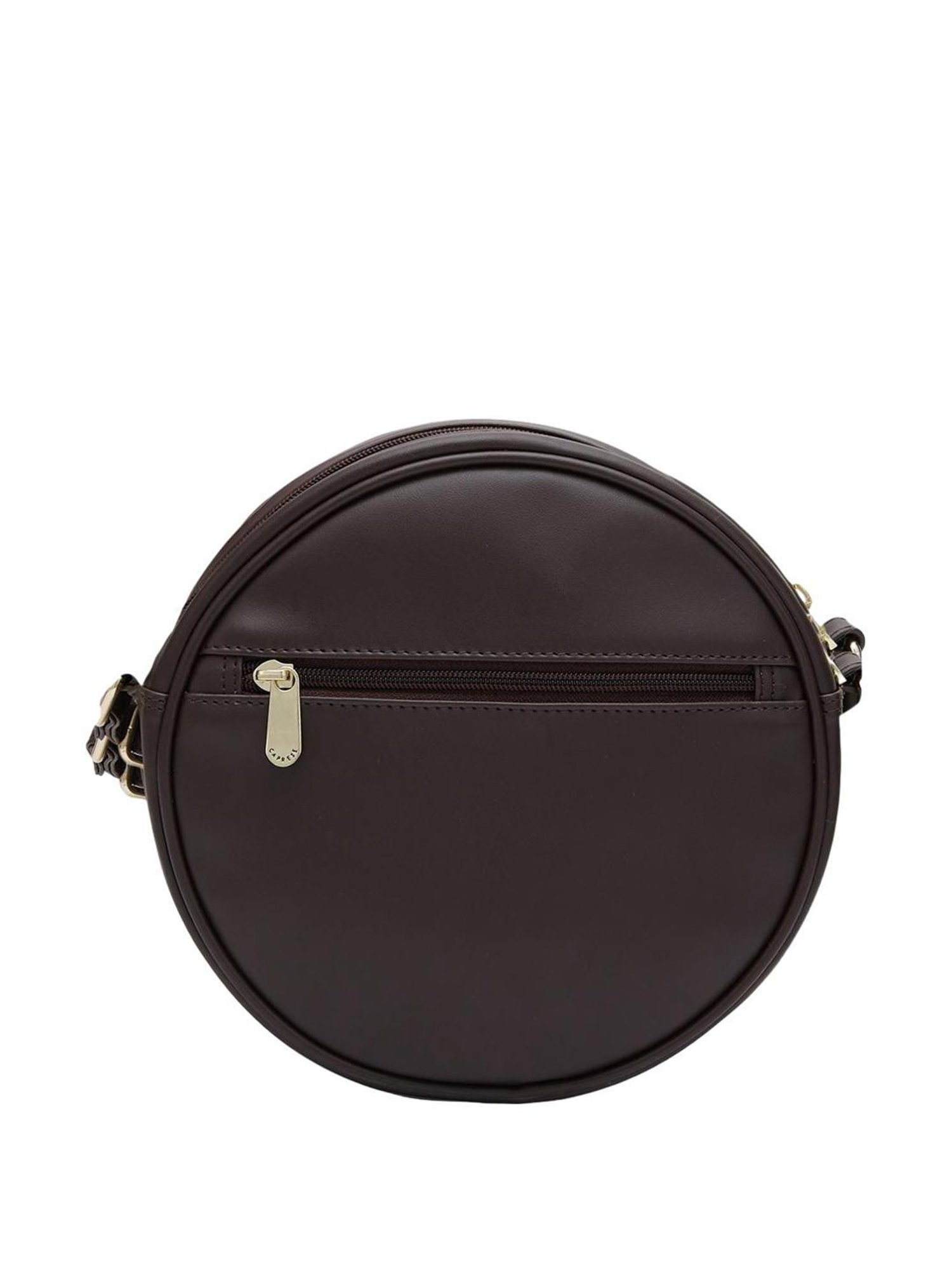 Caprese Dara Brown Faux Leather Embroidered Sling Handbag