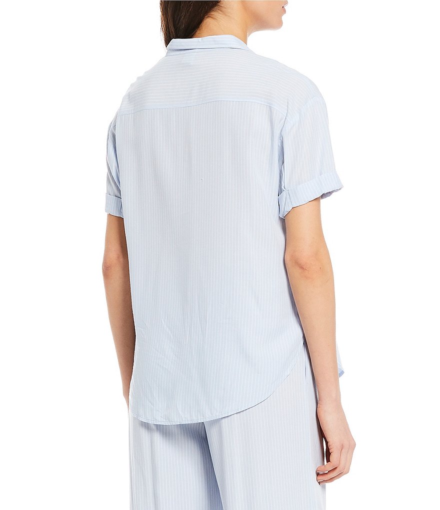 Jasmine & Ginger Striped Print Tie Front Woven Sleep Top