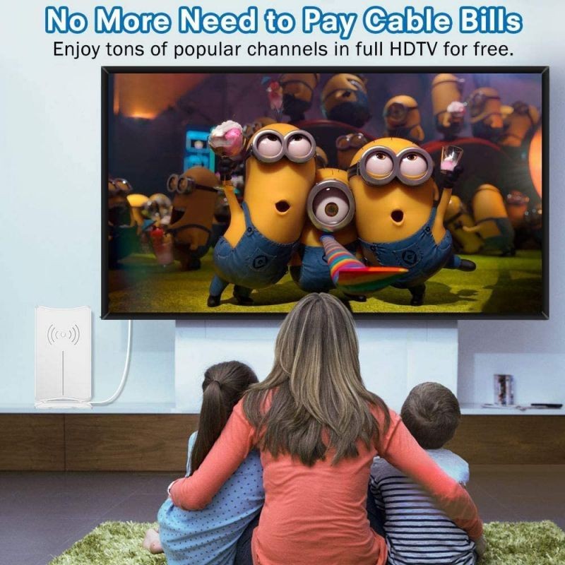 2020 Newest HD TV Antenna, FiveVG Amplified Indoor Digital HDTV Antenna 160 Miles Long Range Reception with Amplified Signal Booster, Support 4K HD UHF VHF Local Channels, Come with 16.5 ft Coax Cable