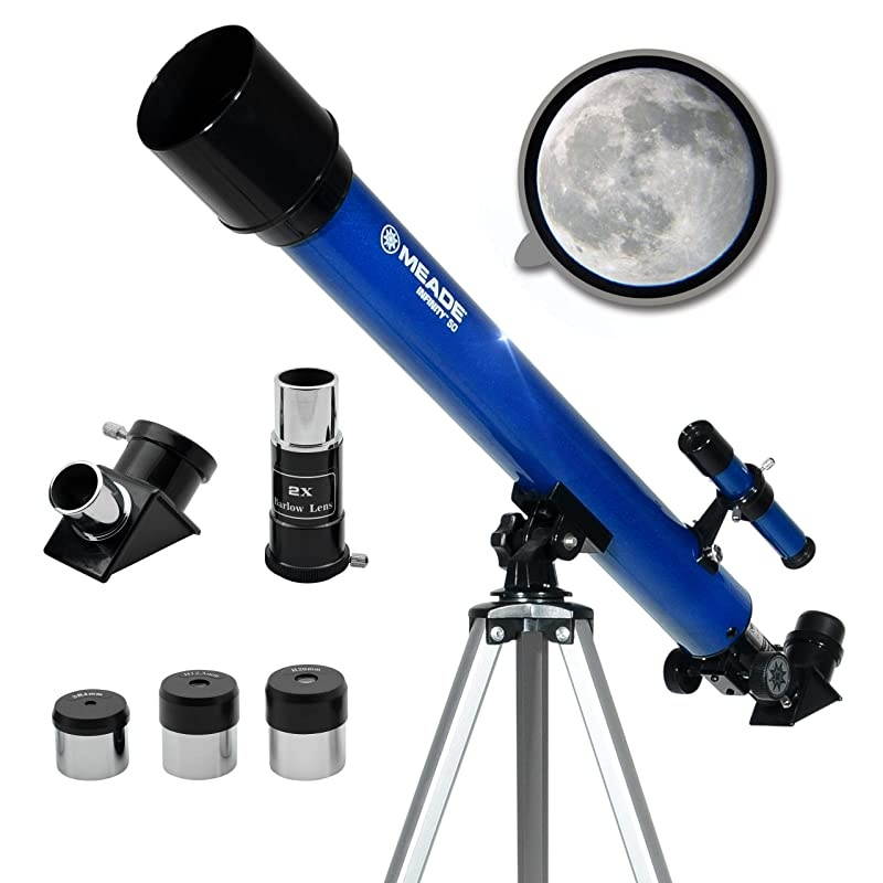 Infinity 50mm Aperture Portable Refracting Astronomy Telescope for Kids Beginners Multiple Eyepieces Accessories Included View The Moon Have Fun Learning About Space