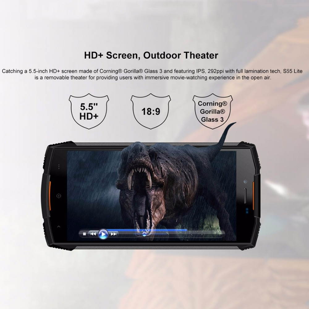 DOOGEE S55 Waterproof Smartphone 4GB RAM 64GB ROM 5500mAh MTK6750T Octa Core 5.5inch Android 8.0 Dual SIM 13.0MP 4G LTE