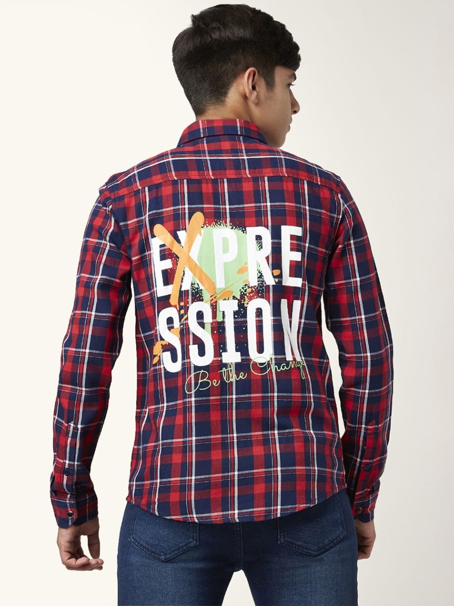 Coolsters by Pantaloons Kids Red Cotton Chequered Full Sleeves Shirt