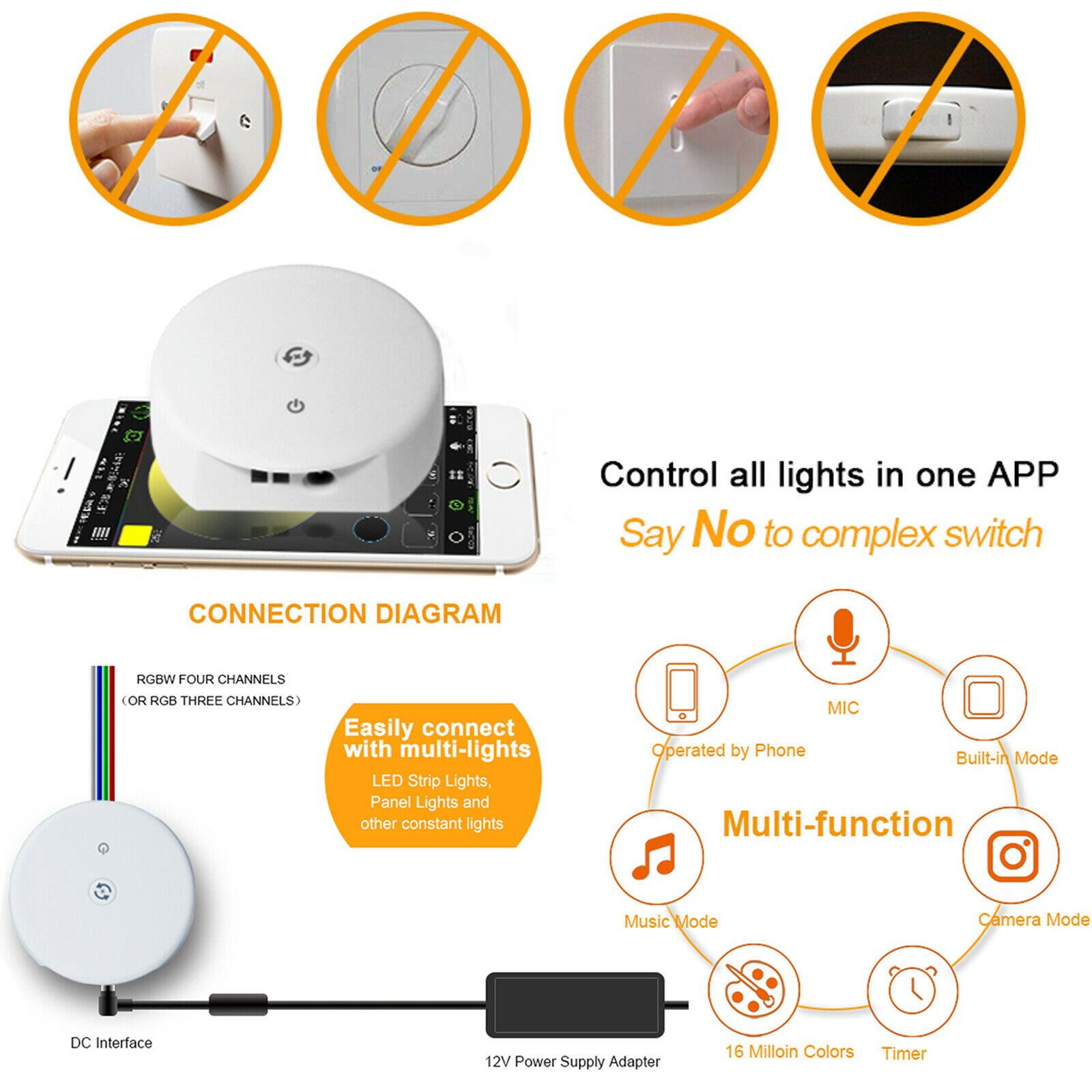 UFO LED Bluetooth Controller IOS Android App Remote for Light Strip 12V