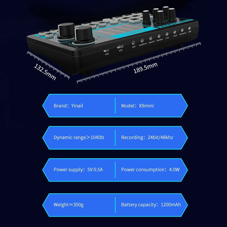 X9 MINI Computer External Mobile Phone Sound Card Repair Tone Mixer Suitable for Home Computer Recording, Live Broadcast