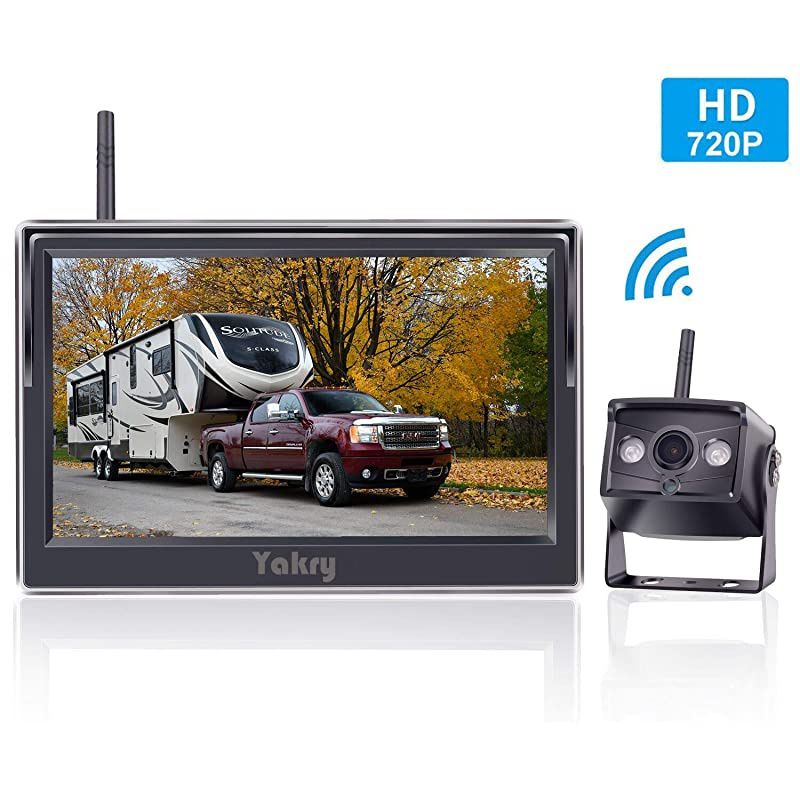 HD 720P Digital Wireless Backup Camera and 5 Monitor Kit for TrailersRVsPickupsVansTrucksMotorhomes Rear ViewFront View Camera IP69 Waterproof Guide Lines ONOff