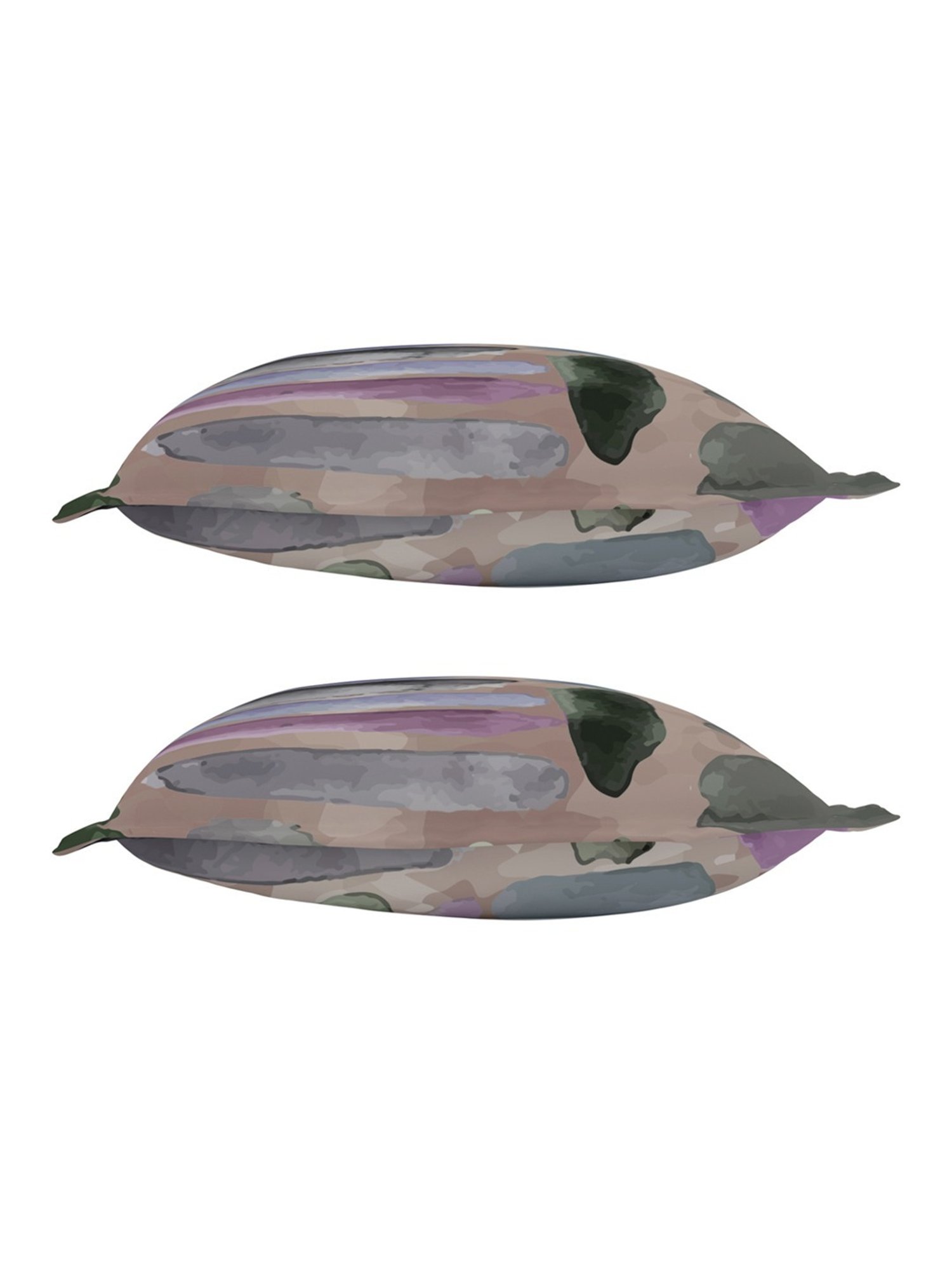 Petal Home Pebbles Abstract Beige 300 TC Cotton King Sized Pillow Covers - Set of 2