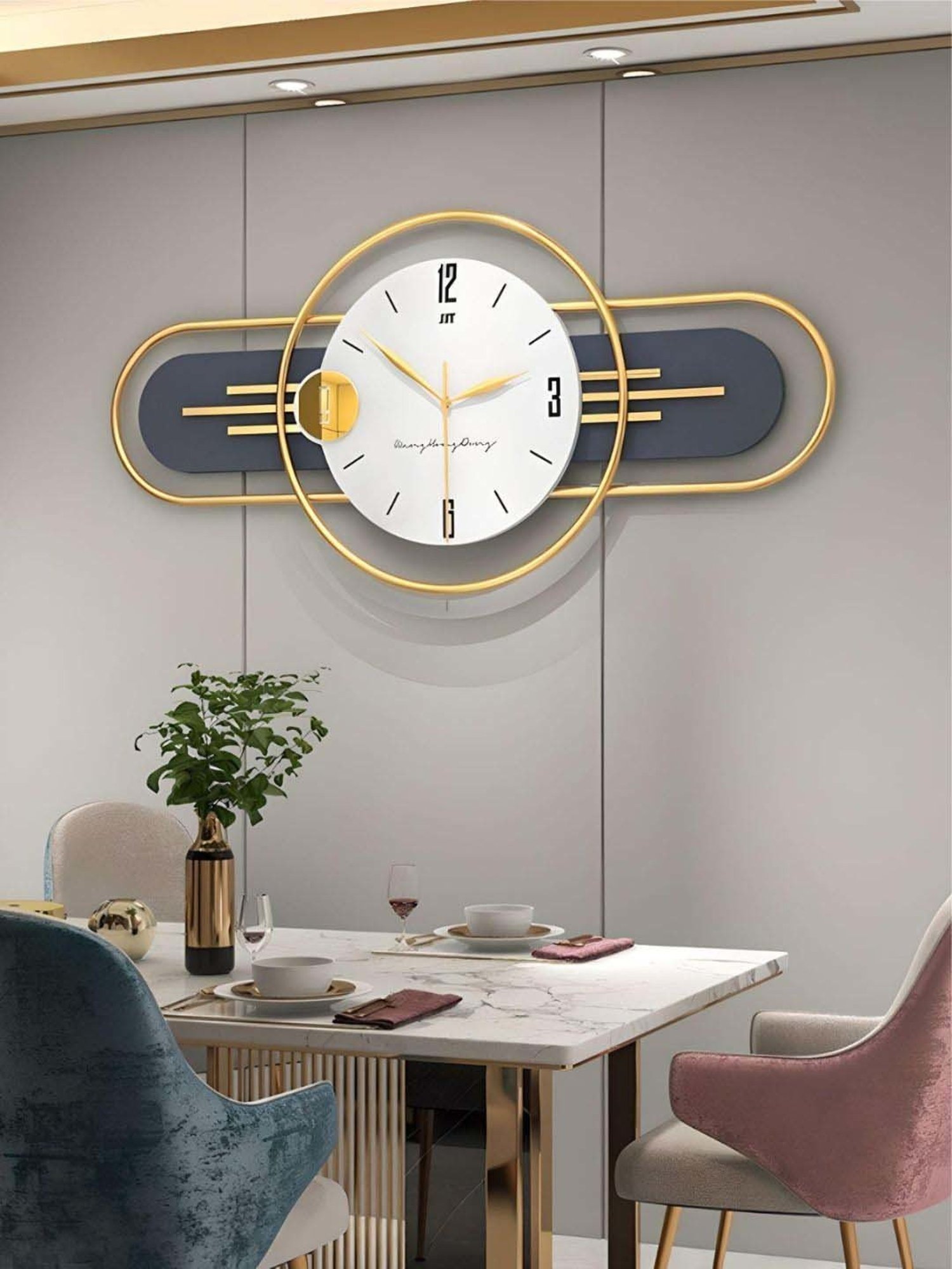 The Art House Grey & Gold Metal Clock