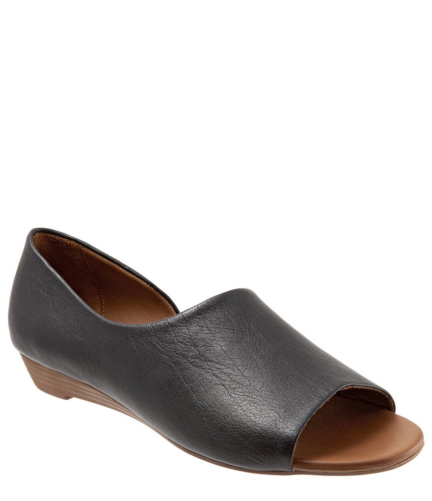 Bueno Anna Leather Demi Wedge Open Toe Slip On Flats