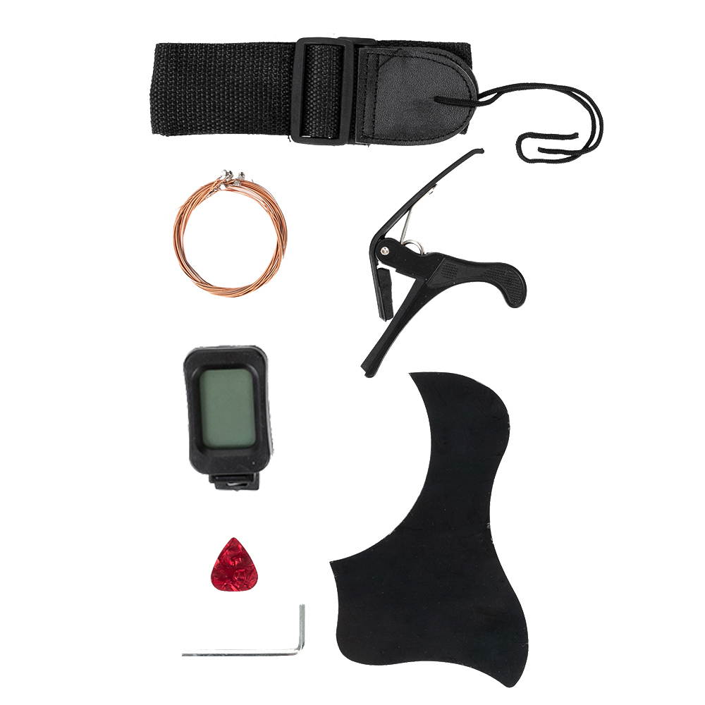 Glarry Gt509 41 Inch Spruce Panel Matte Edging EQ Folk Guitar Bag Shield Wrench Tuner Capo Shoulder Strap String Paddles Sunset Color