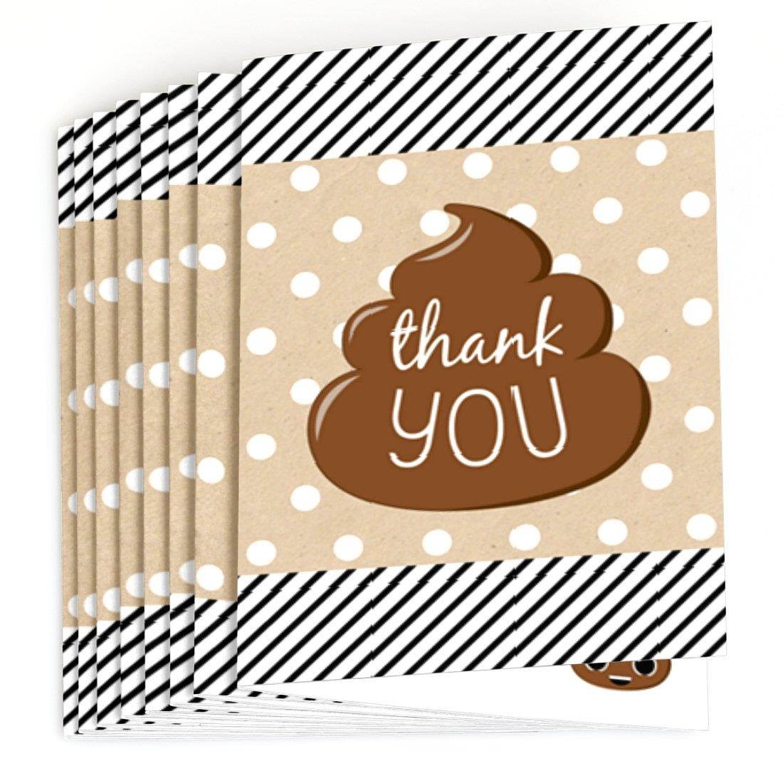 Big Dot of Happiness Party 'Til You're Pooped - Poop Emoji Party Thank You Cards (8 count)