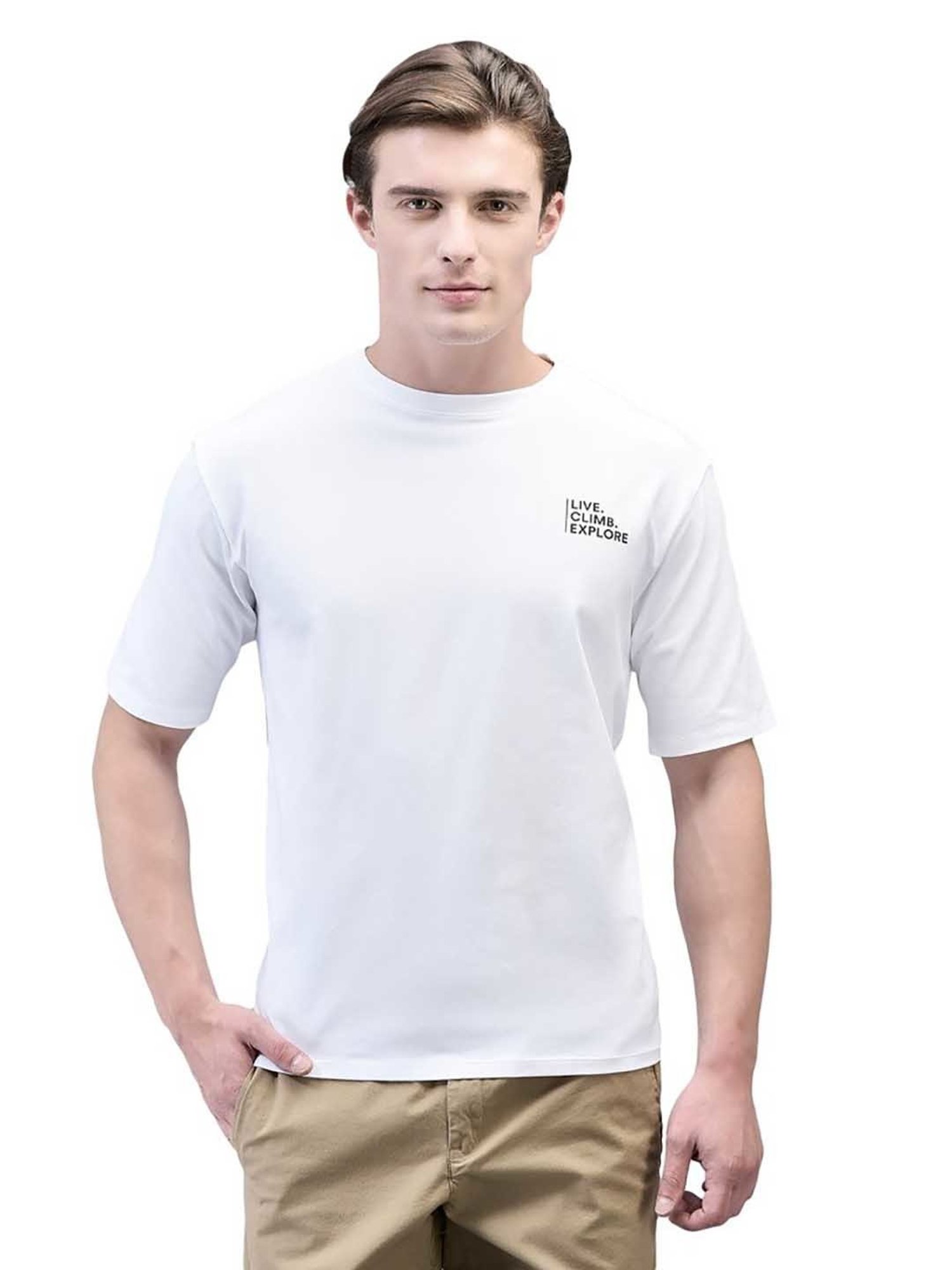 Woodland White Regular Fit Crew T-Shirt