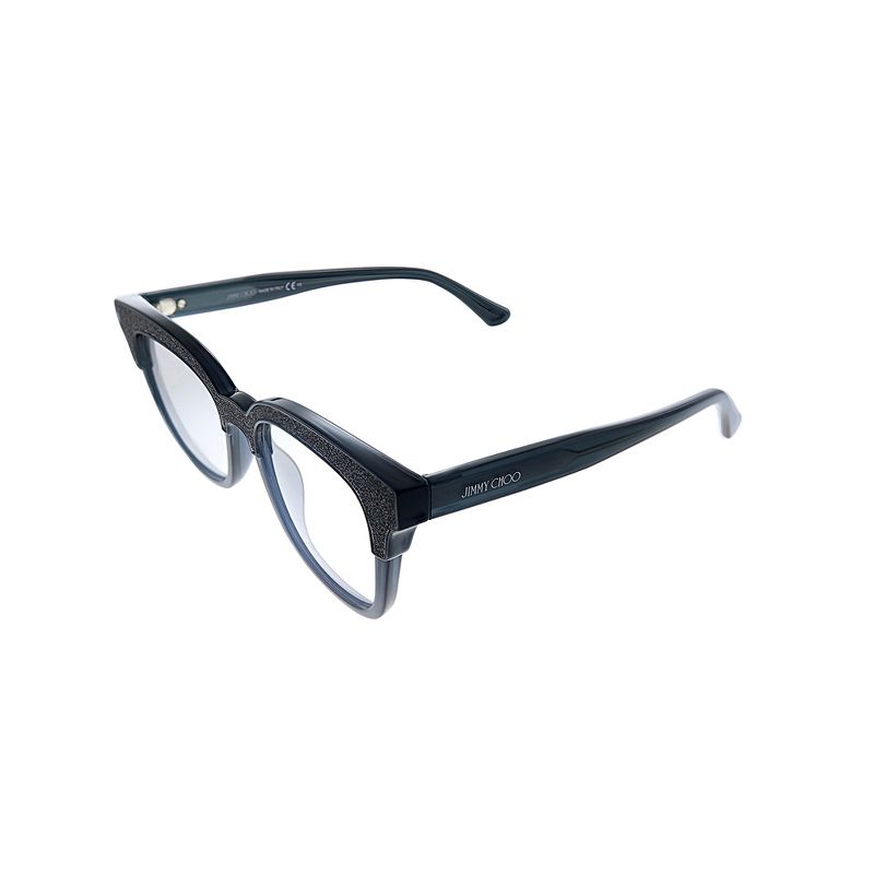 Jimmy Choo  18R Womens Cat-Eye Eyeglasses Silver Glitter And Black 49mm