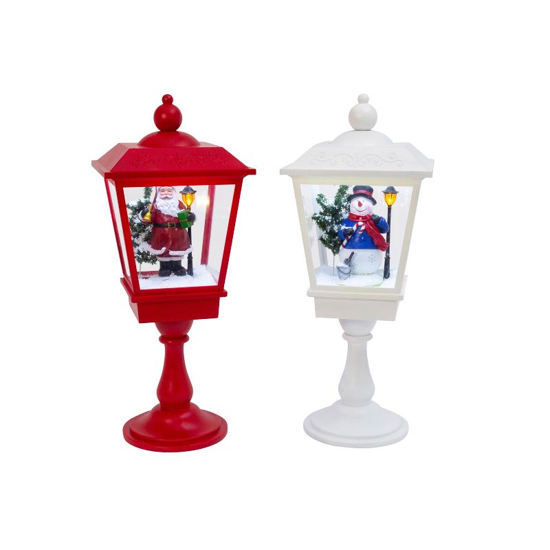 Gerson International Set of Two Assorted Battery Operated Musical Snowing Lanterns