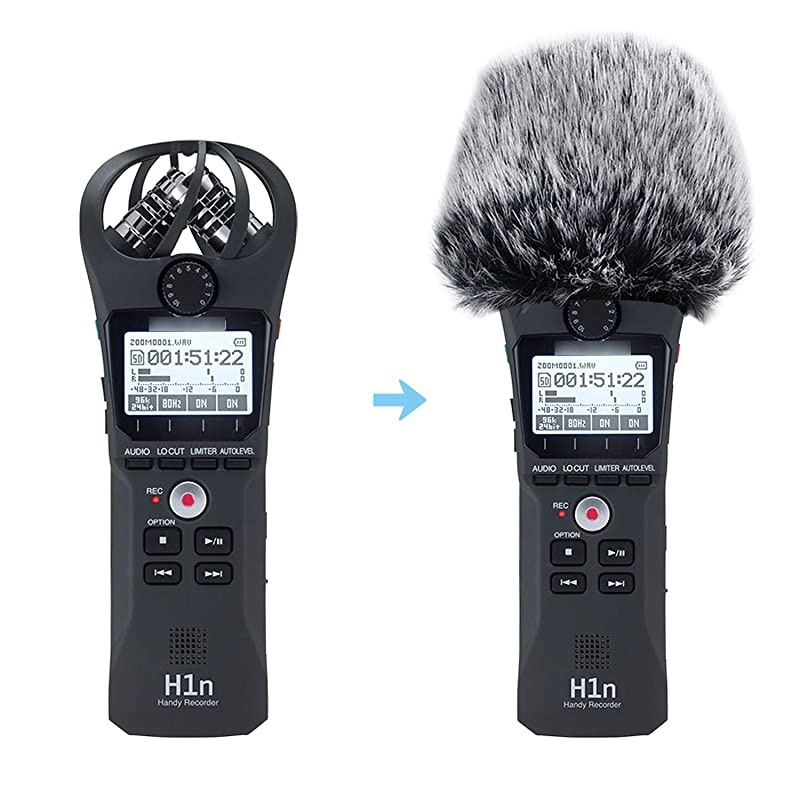 H1n Windscreen Furry Outdoor Windscreen Muff Windshield as Pop Filter Custom Fit for Zoom H1n Handy Recorder