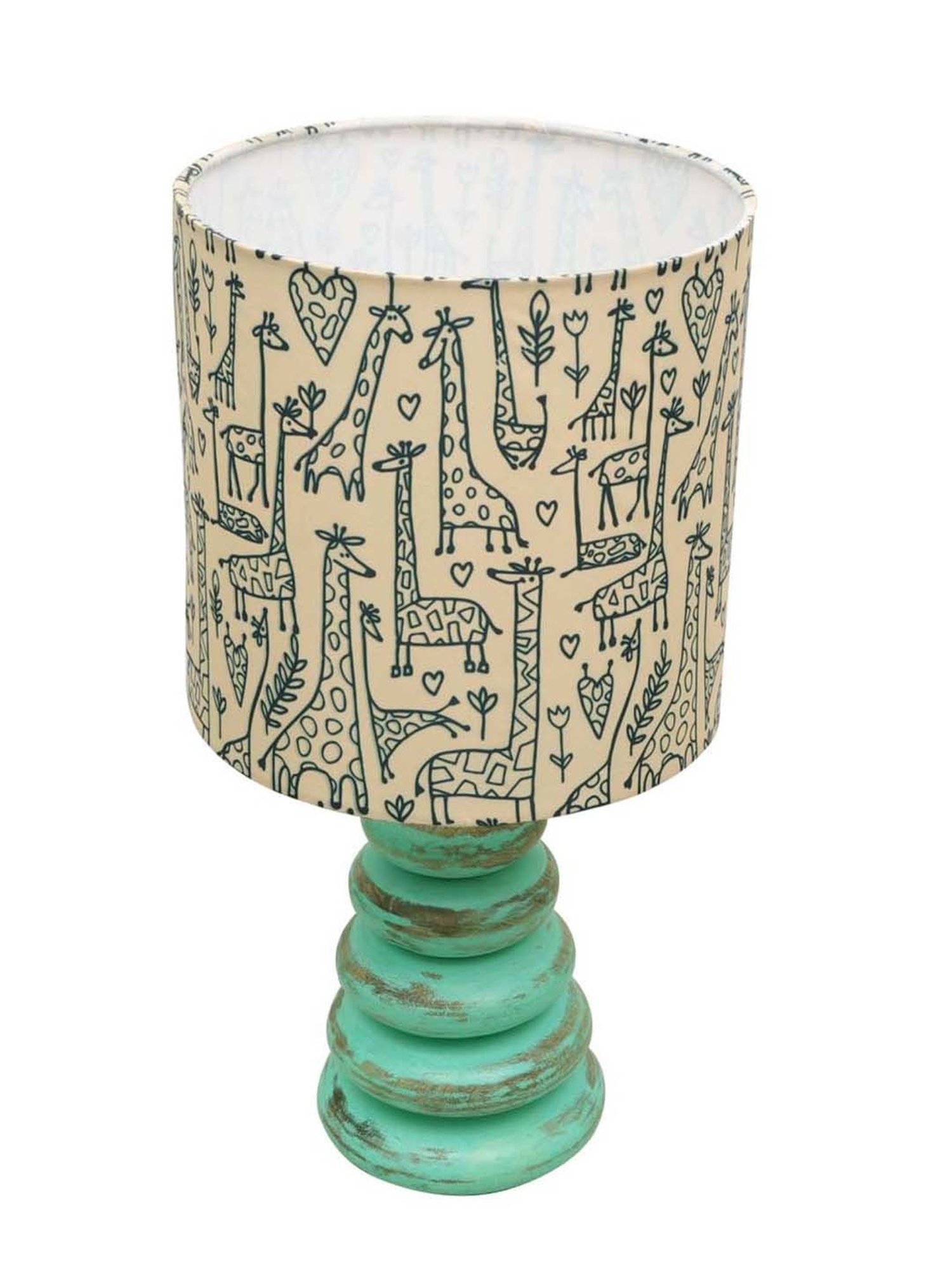 Homesake Off-White & Green Wood Bedside Desk Nightstand Table Lamp