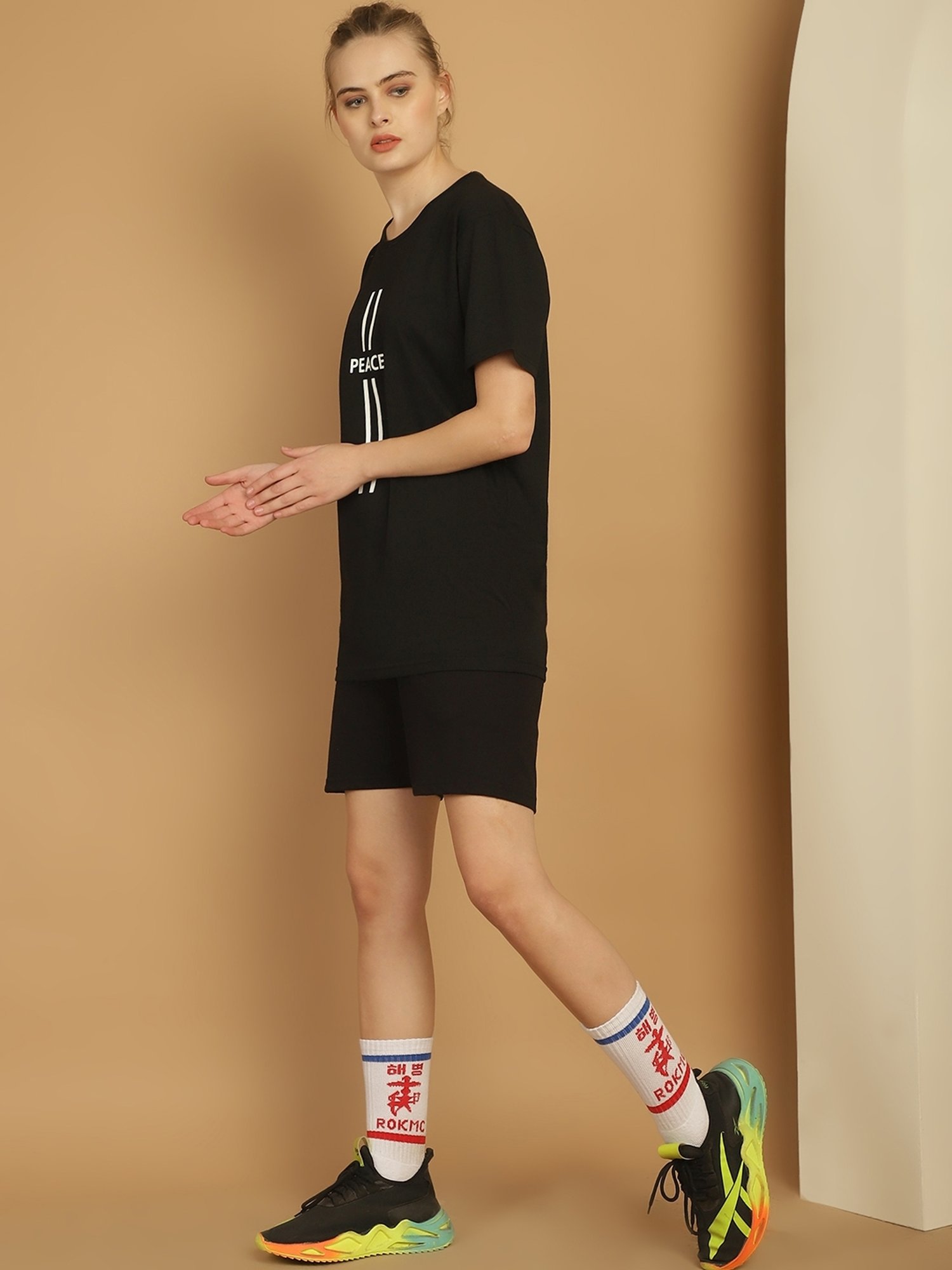 Vimal Jonney Black Cotton Printed T-Shirt & Shorts Set