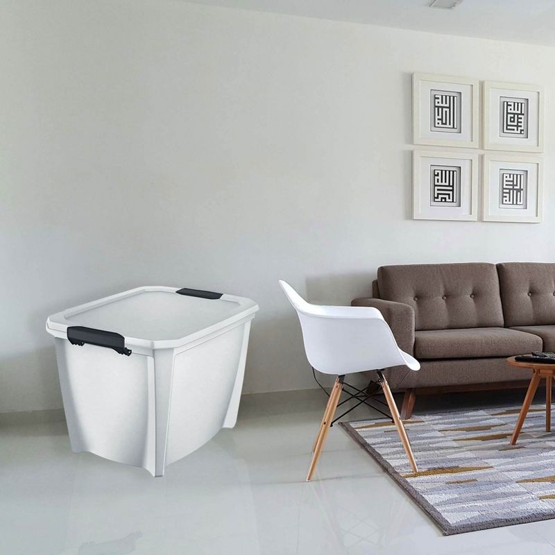 Homz 64 Quart Secured Seal Latch Extra Large Single Clear Stackable Storage Container Tote with Blue Lid for Home, Garage, or Basement (2 Pack)