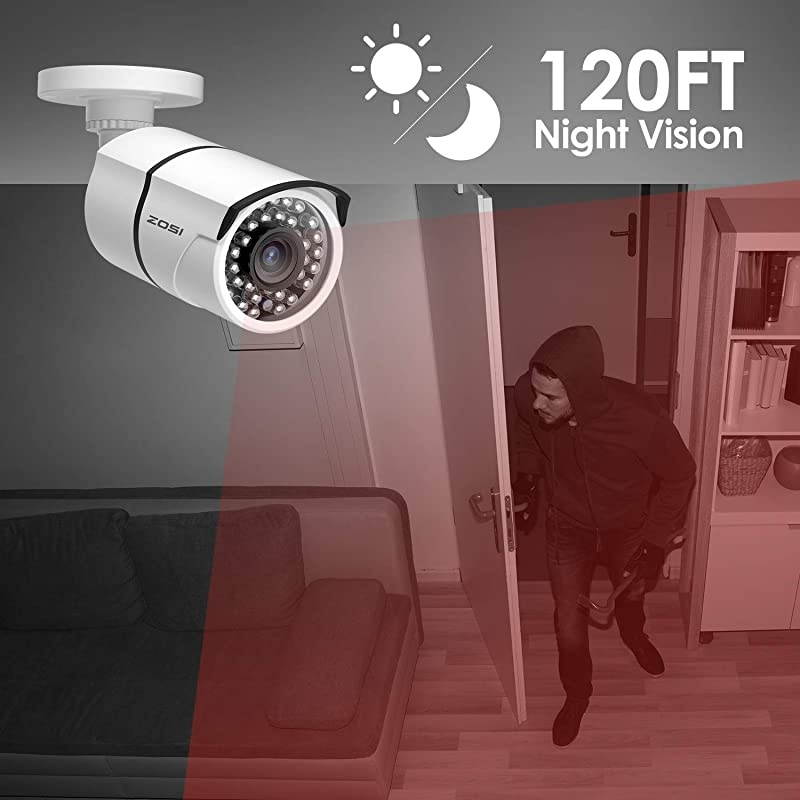 4 Pack 2MP 1080p HDTVI Home Security Camera Outdoor Indoor 1920TVL24PCS LEDs80ft Night Vision 90&deg;View Angle Weatherproof Outside Surveillance CCTV Bullet Camera with Metal Aluminum Materials