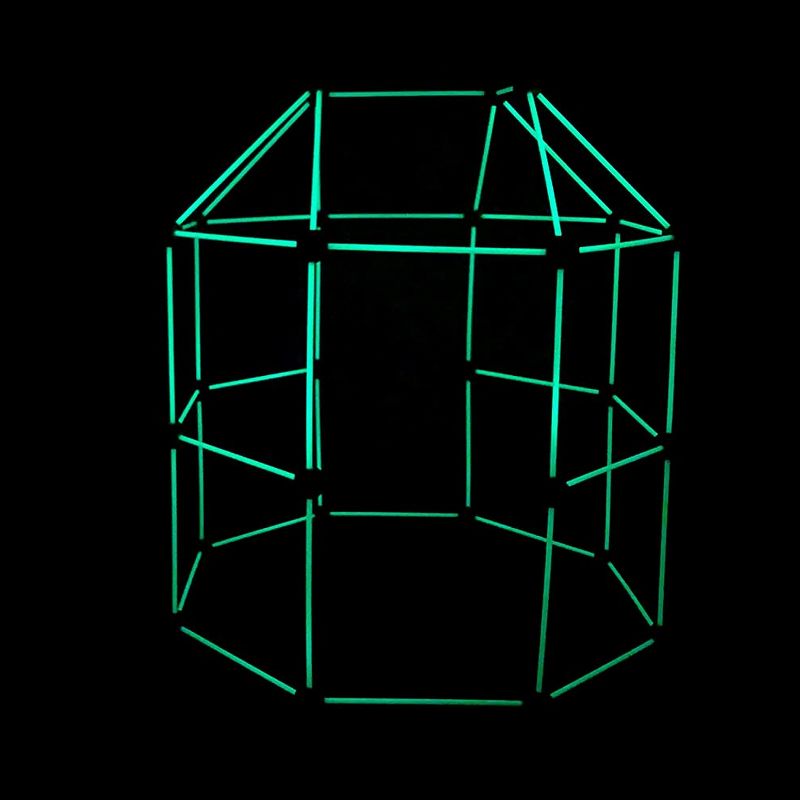Funphix Glow in the Dark Jumbo Poles and Balls Indoor and Outdoor Fort Building Construction Toy Play Kit, 77 pieces, Blue and Green