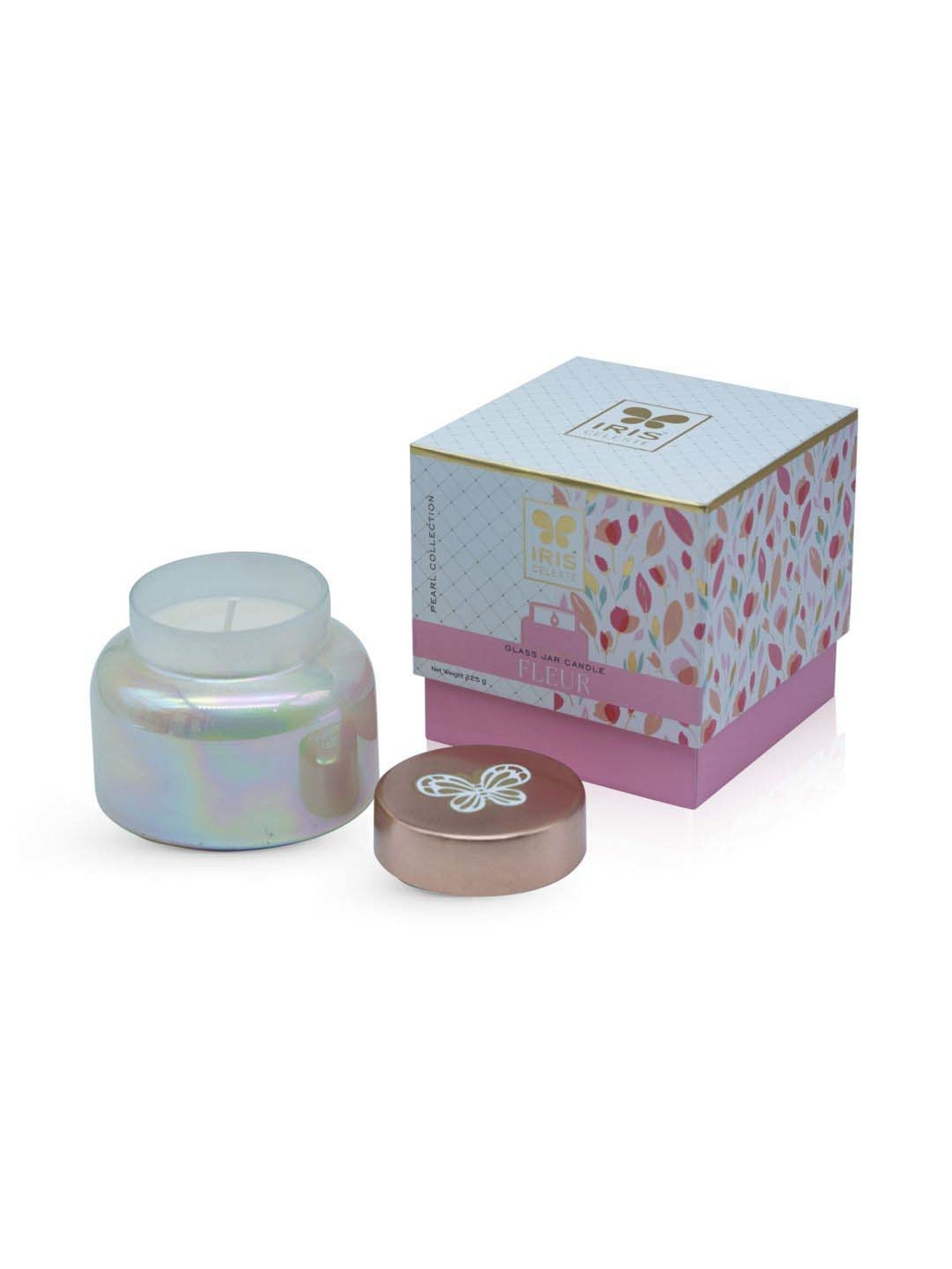 IRIS Pearl Collection White Celeste Apothcary Fleur Fragrance Jar Candle