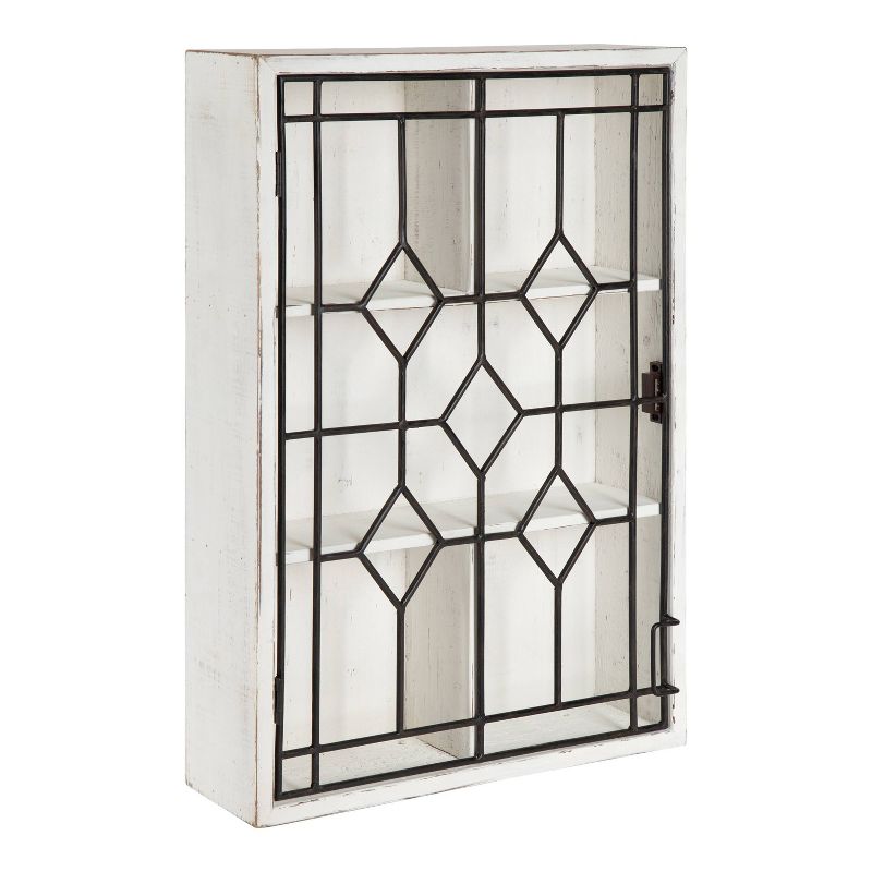 Megara Decorative Wooden Wall Hanging Curio Cabinet Whitewash Finish - Kate & Laurel All Things Decor