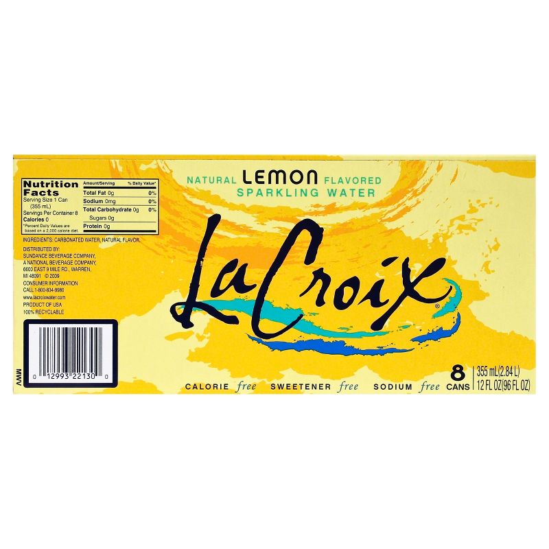 LaCroix Sparkling Water Lemon - 8pk/12 fl oz Cans