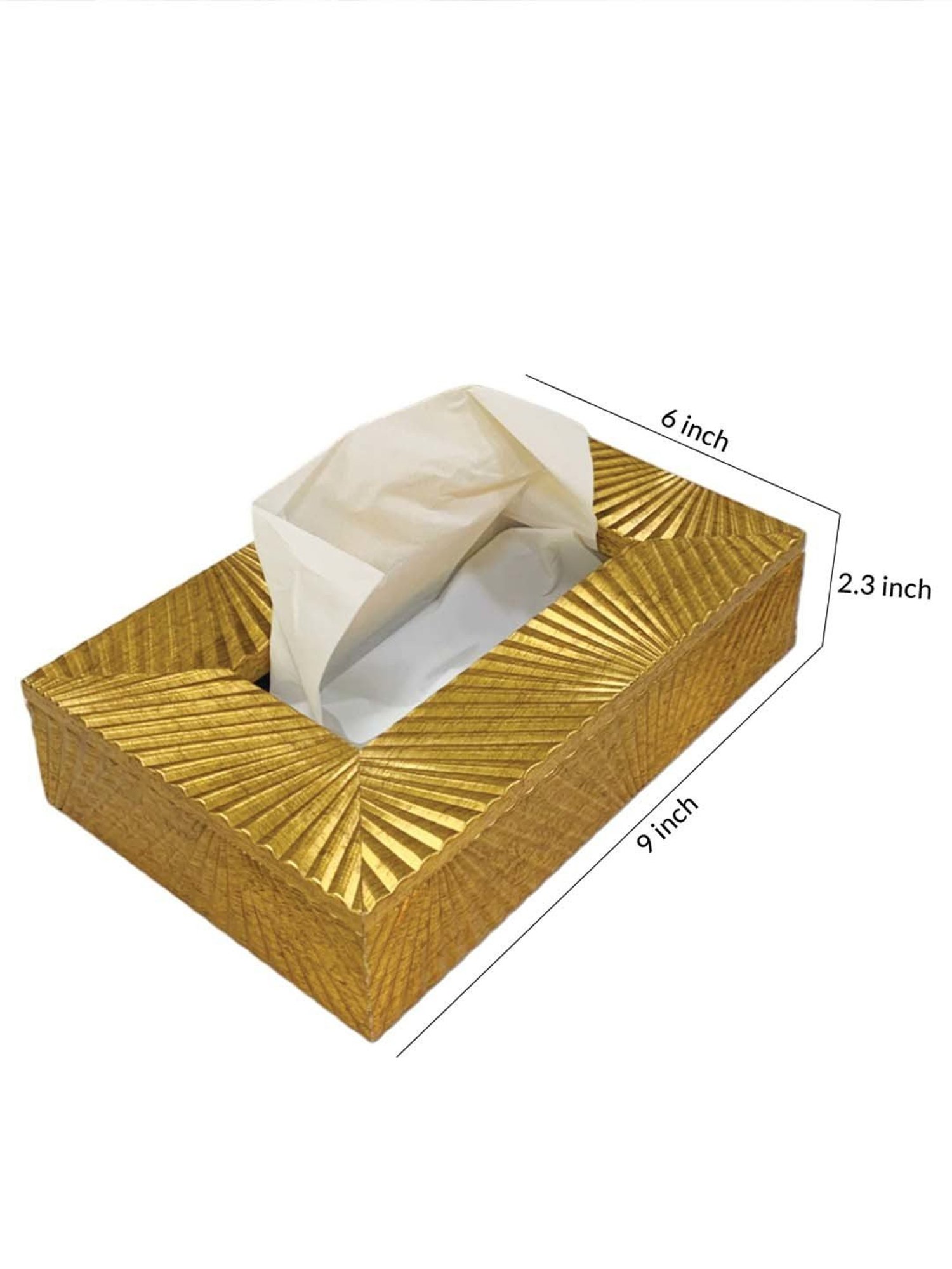 Art Street Gold Engineered Wood Rectangle Tissue Paper Napkin Box