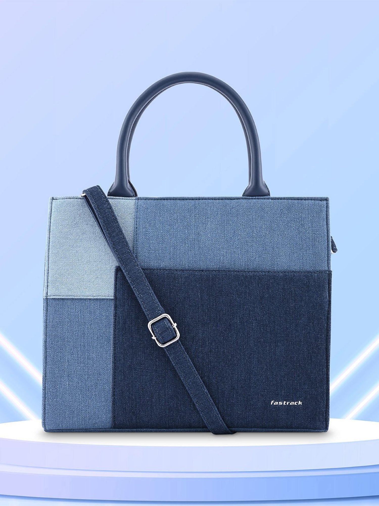 Fastrack Blue Color Block Medium Handbag