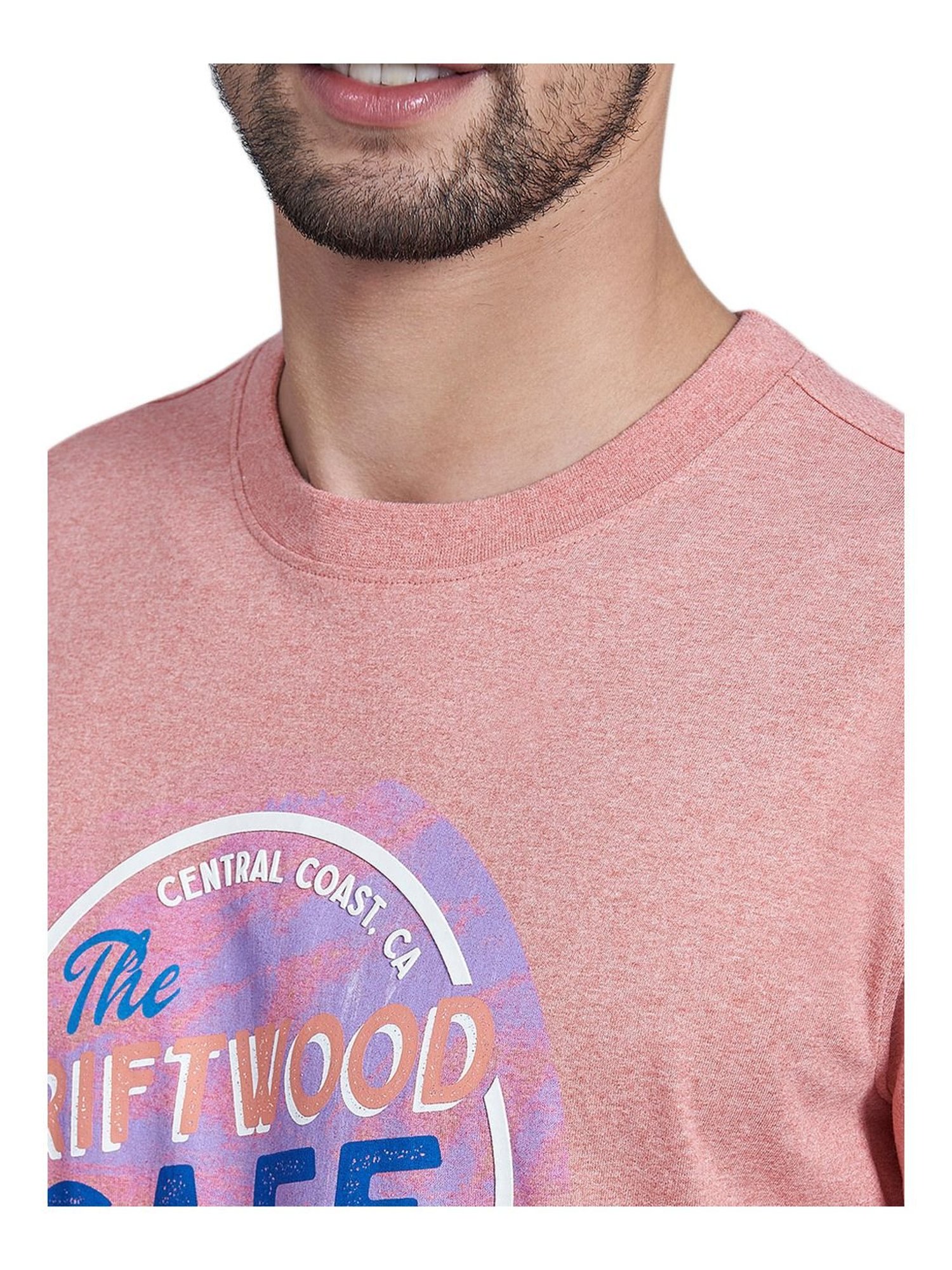Beverly Hills Polo Club Coral Cotton Regular Fit Printed T-Shirt