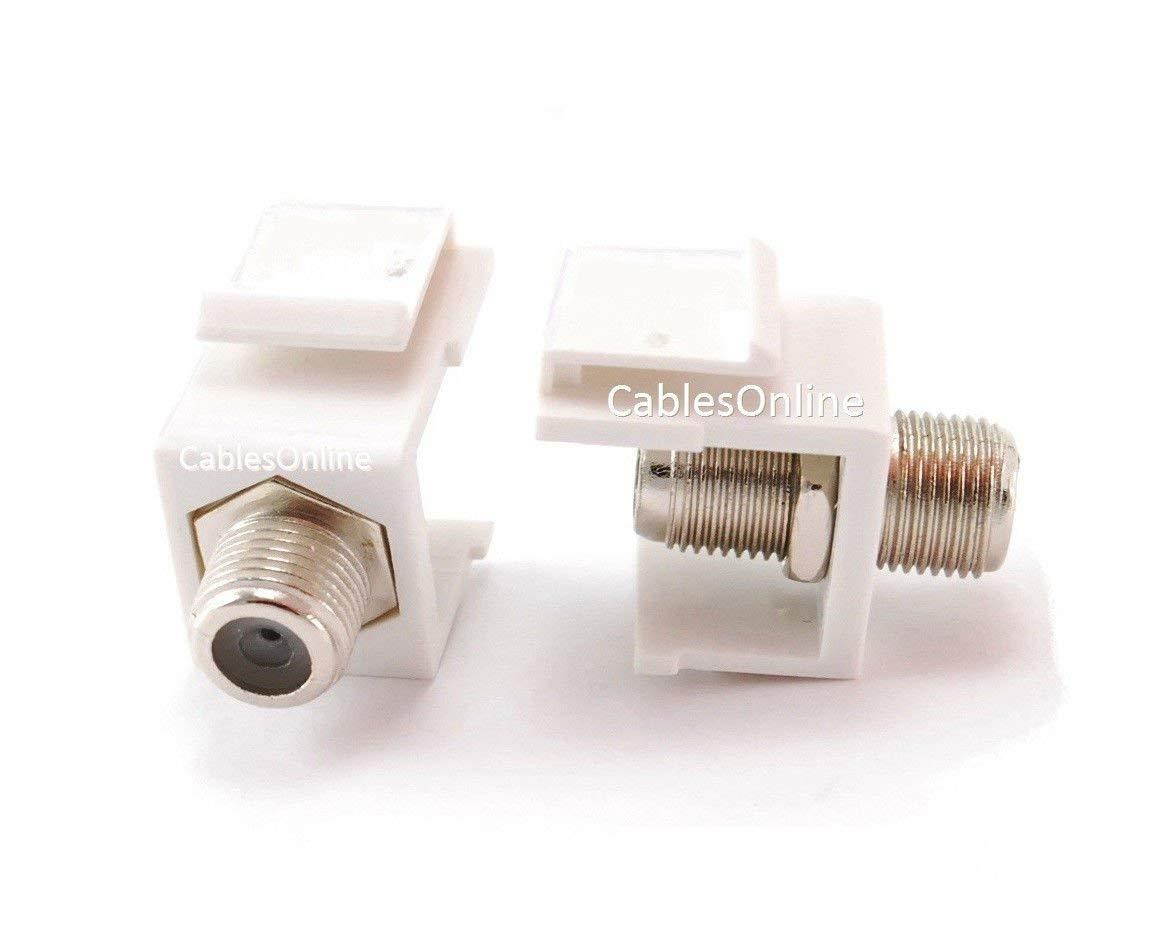 CablesOnline, 5-PACK F-Connector Female/Female Keystone Coupler, White Plate, WP-C05WH-5