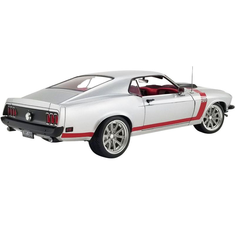1969 Ford Mustang Boss 302 Street Fighter Redline Silver w/Red Interior & Red Stripe Ltd Ed 912 pcs 1/18 Diecast Model Car ACME