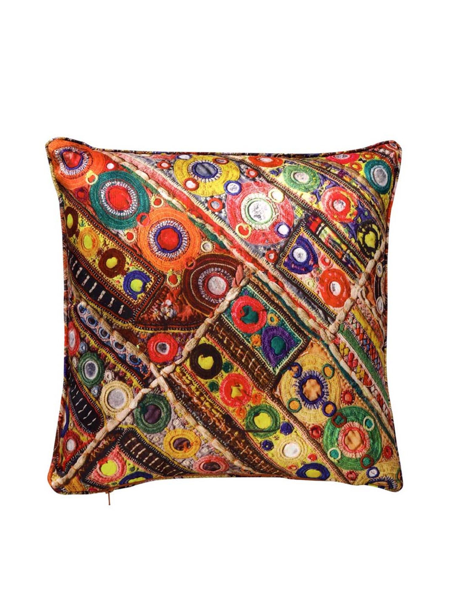 Swayam Multicolor Cotton 40 cm x 40 cm Cushion Covers - Set of 2