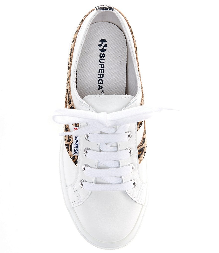 Superga Women's 2953 Nappa Leather Leopard Suede Lace-Up Sneakers