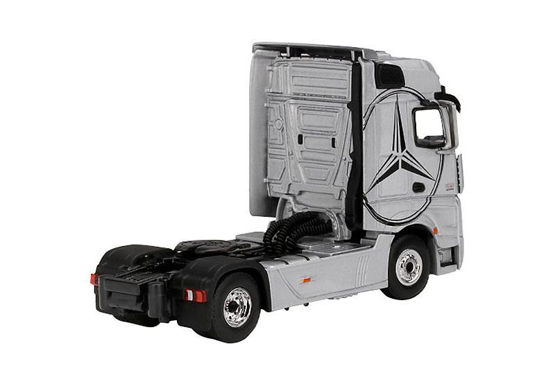 Mercedes Benz Actros Truck Tractor Silver with Black Mercedes Logo 1/64 Diecast Model by True Scale Miniatures