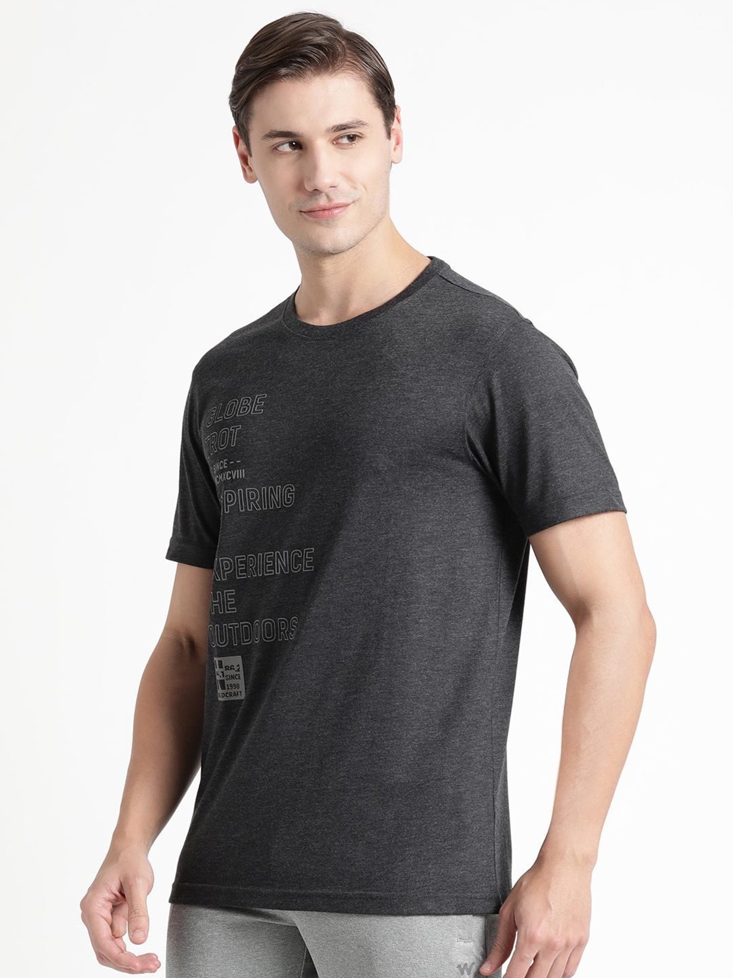 Wildcraft Black  Regular Fit Printed Sports T-Shirt