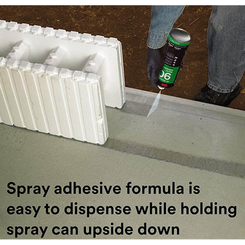 Hi-Strength 90 Spray Adhesive, Permanent, Bonds Laminate, Wood, Concrete, Metal, Plastic, Clear Glue, Net Wt 17.6 oz, Will Spray Upside Down