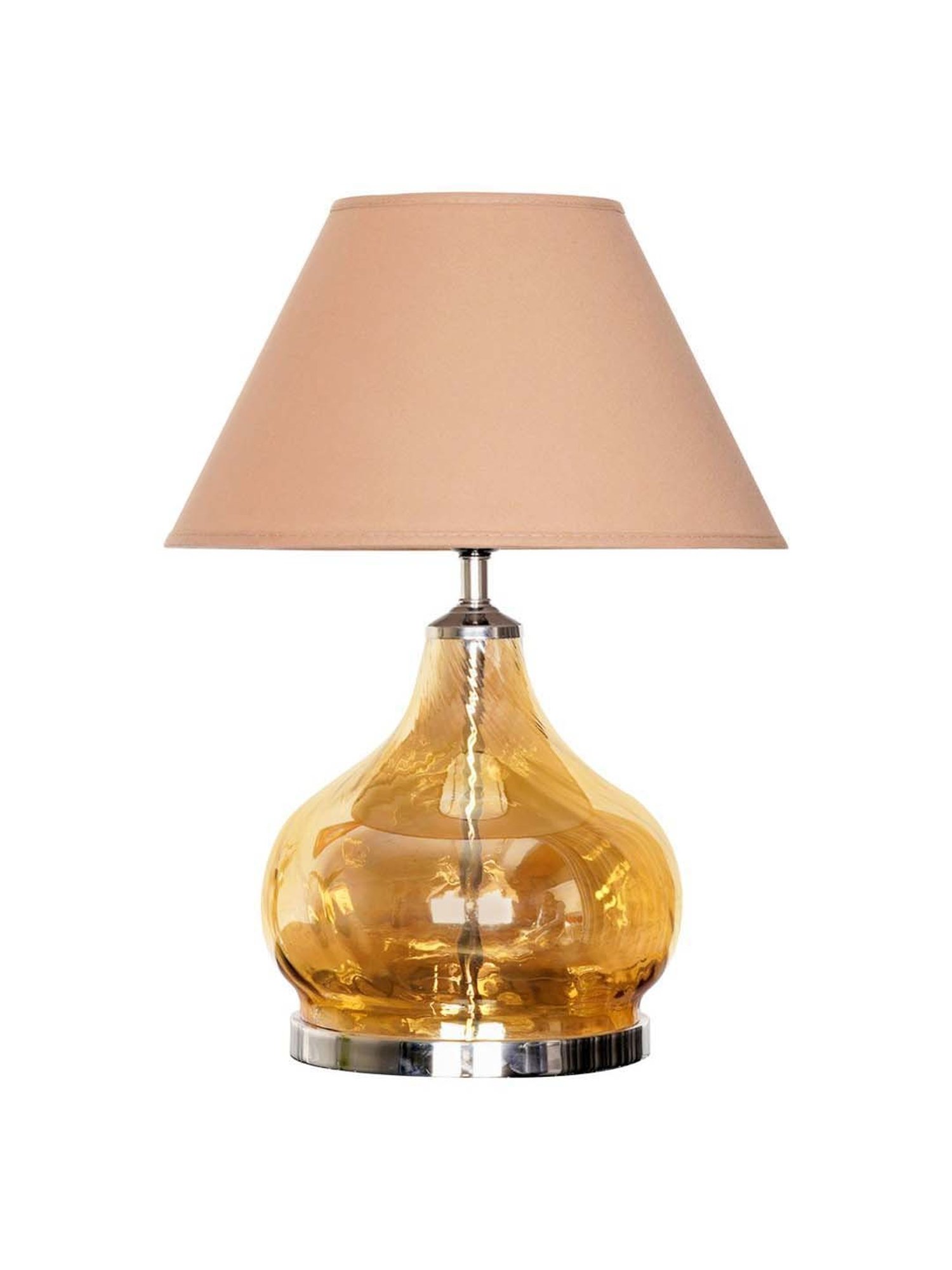 Kapoor Lamp Shades Amber & Nickel Glass Ingram Table Lamp With Cotton Shade