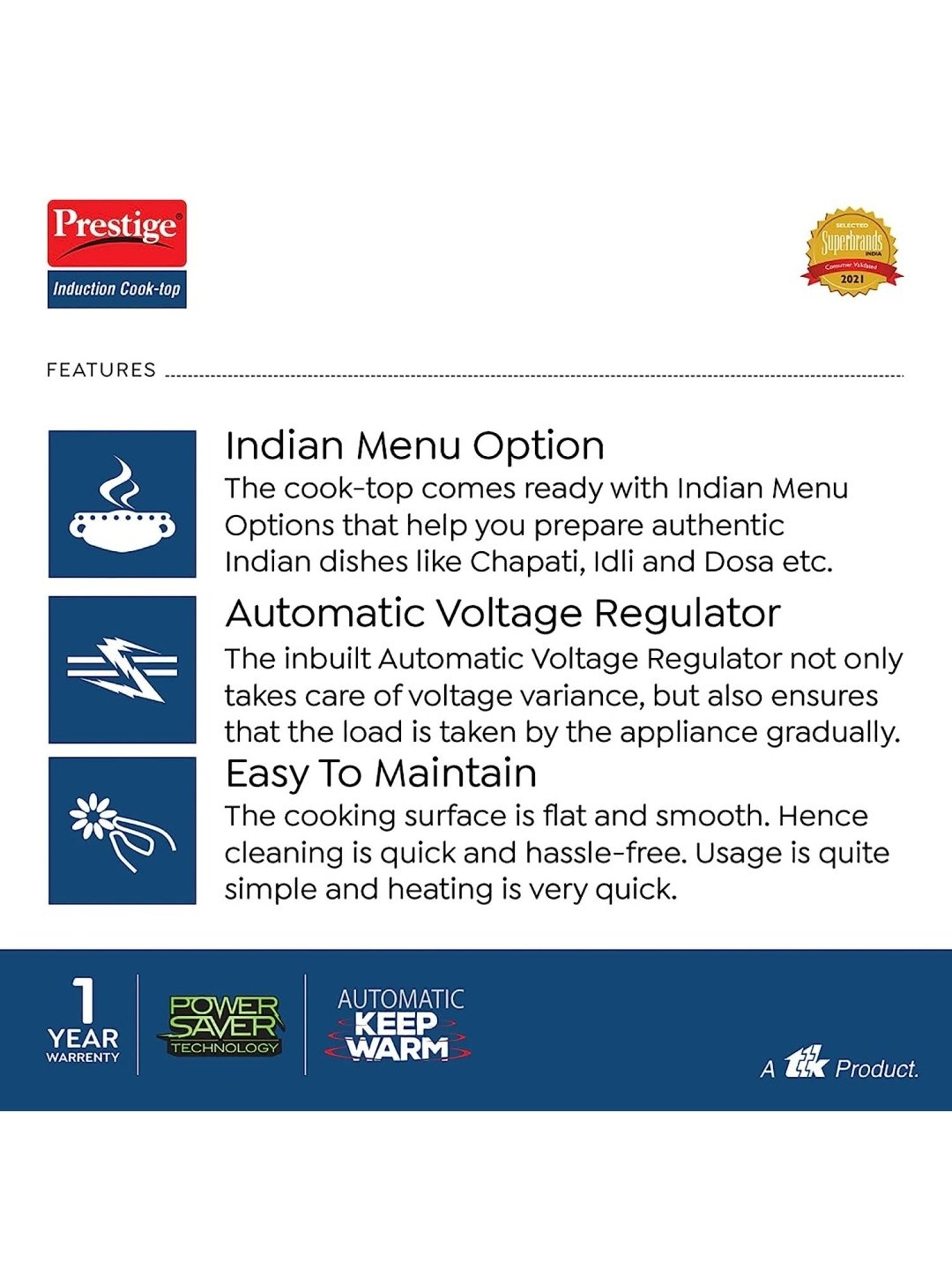 Prestige PIC 20 WIZ 1600W Black Ceramic Induction Cooktop