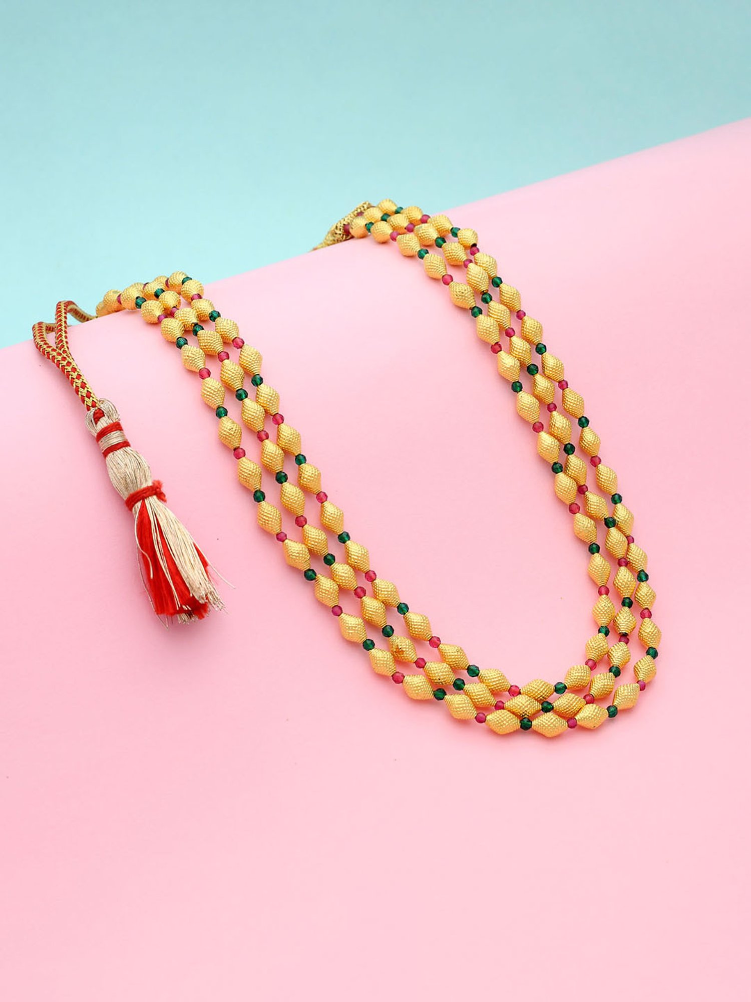 CKC Repouss&iquest; Work Rudraksha Gold Extender Neck Chain: Spiritual Elegance