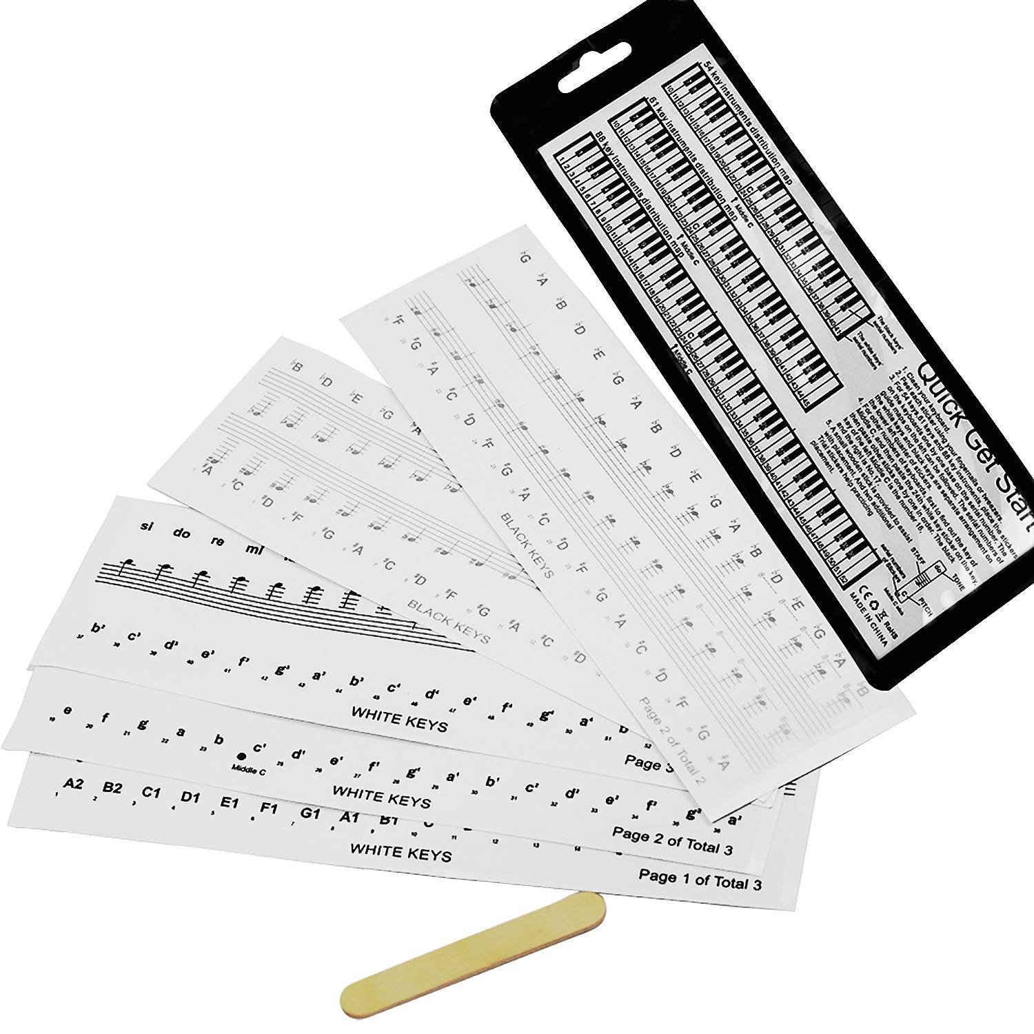 Piano Stickers, Music Keyboard Sticking Pitch Notes for 37/54/61/76/88 Keys, Removable Transparent Letters Labels Signs Full Set for Kids Learning Lessons, Beginner Practice, Leaves No Residue