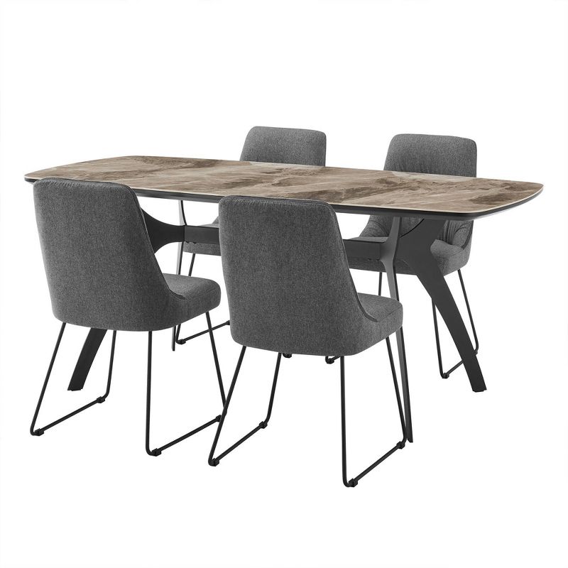 5pc Andes and Quartz Rectangular Dining Set Gray - Armen Living
