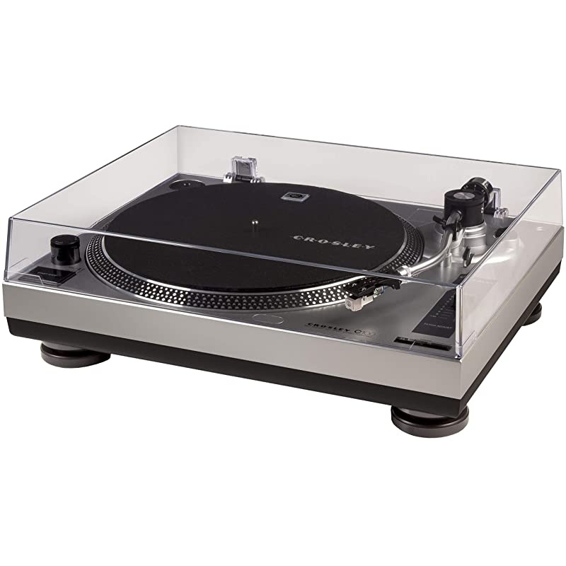 C100 BeltDrive Turntable with SShaped Tone Arm with Adjustable Counterweight Silver