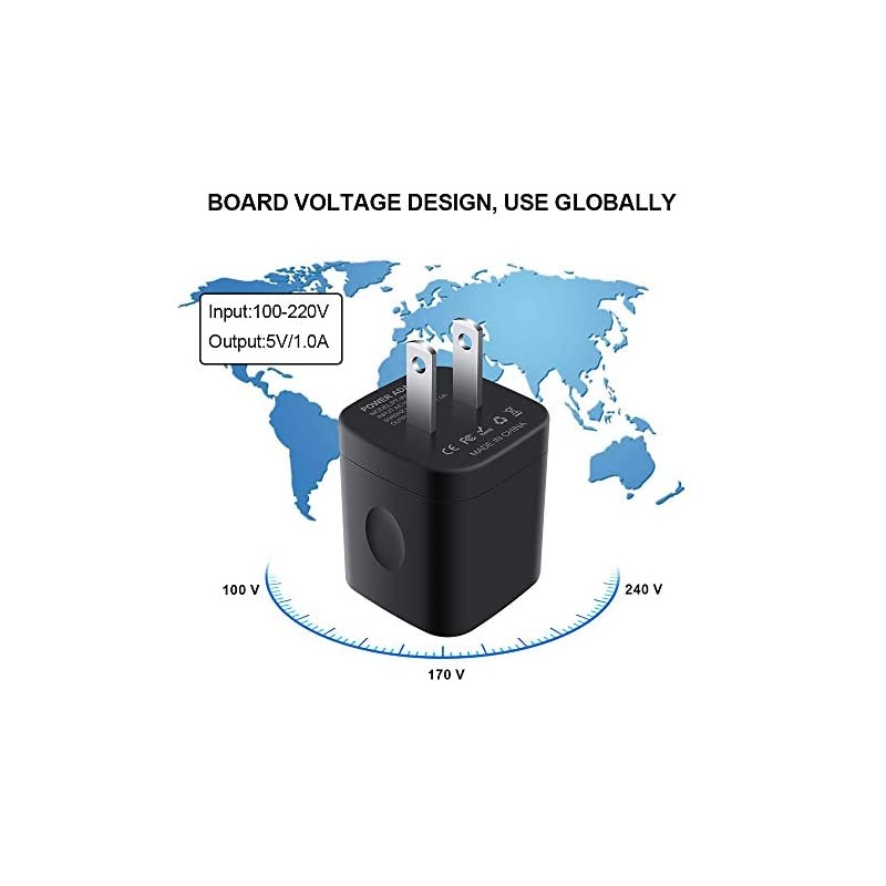 Single USB Port Wall Charger,  1A/5V Wall Plug USB Power Adapter 6 Pack Compatible Phone 11Pro Max XS XR 8 7 6 Plus 5, Samsung Galaxy s10e S10 S9 S8 Plus,Nexus, Moto,G7 V40 V30+, BlackBerry