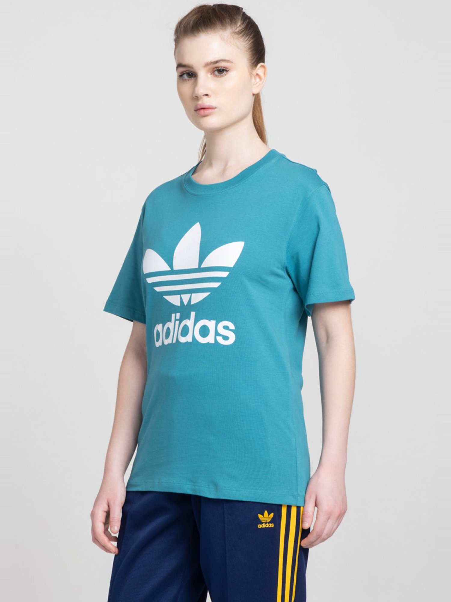 Adidas Originals Blue Cotton Printed T-Shirt