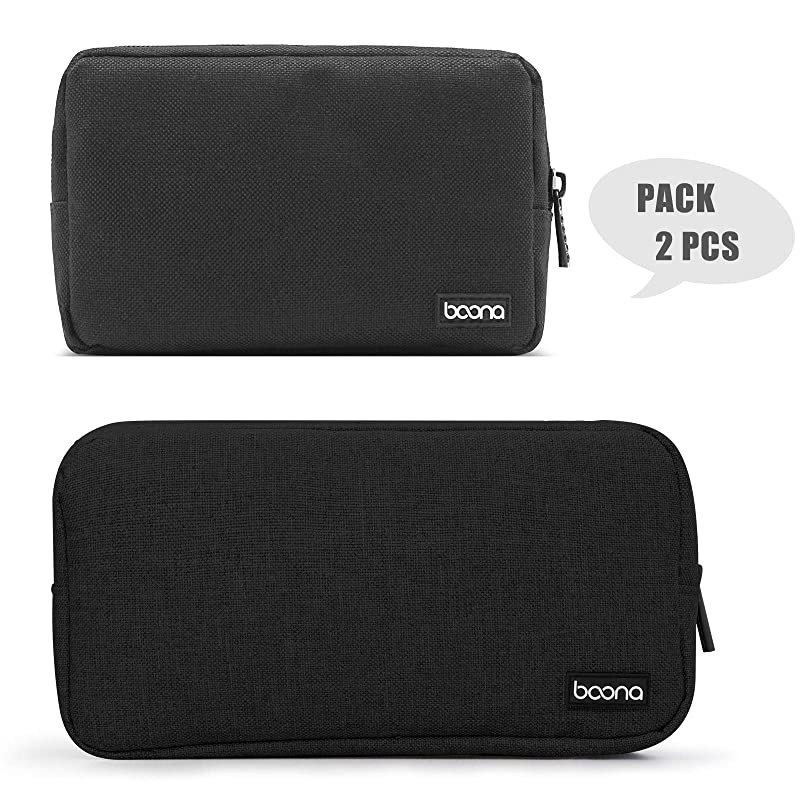 Carrying Bag for AC Adapter, Travel Organizer for Laptop Charger, Pouch Cover Case for Power Cord and Other Accessories, Black (Black Double Layer)