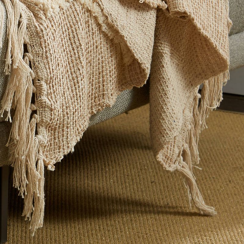 50"x60" Tufted Diamond Throw Blanket with Fringe Natural - Patina Vie