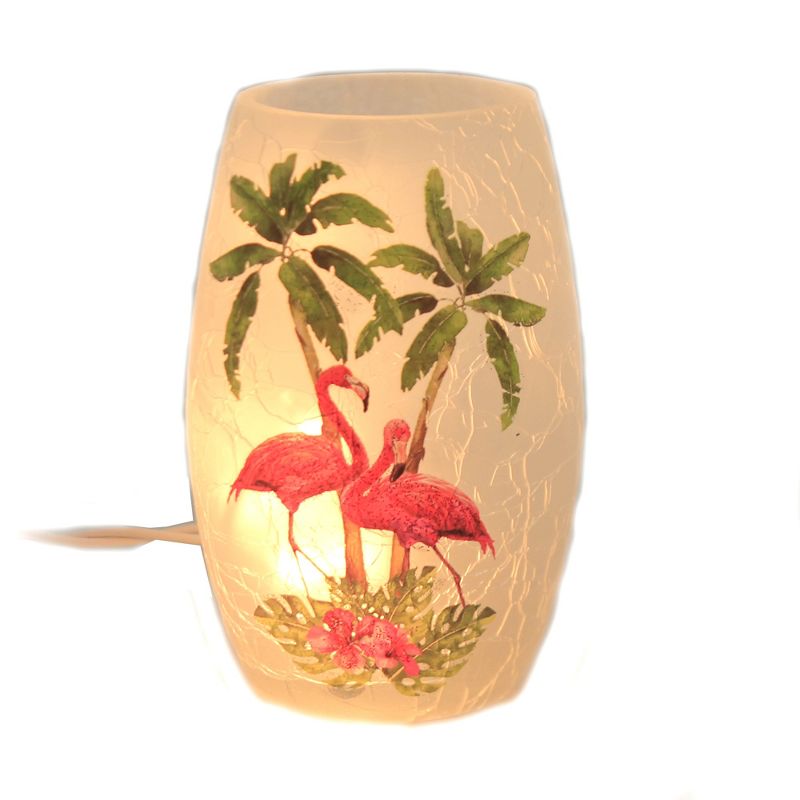 Stony Creek 5.0" Flamingos Small Lit Vase Palm Trees Breeze  -  Novelty Sculpture Lights