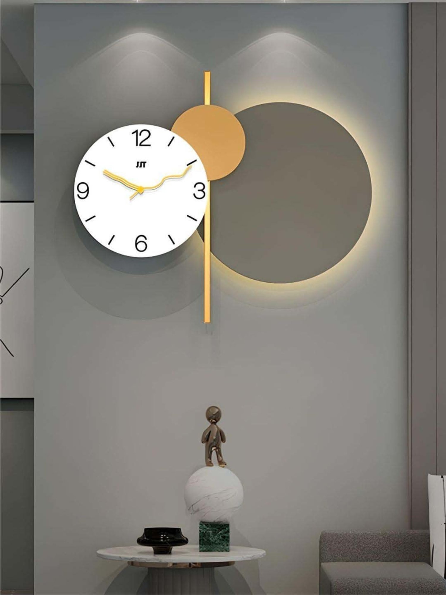 The Art House Yellow Metal Clock