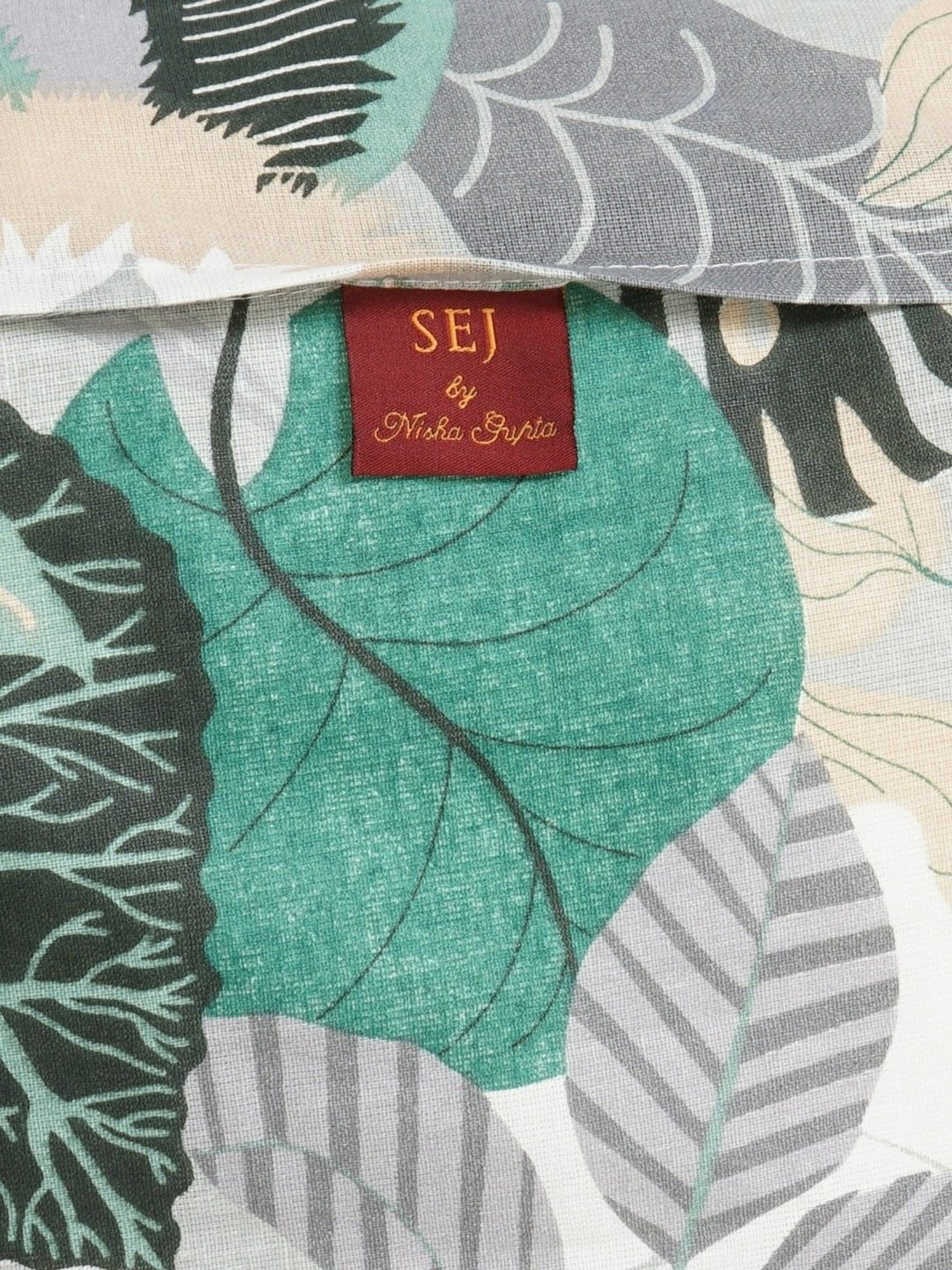 SEJ by Nisha Gupta Floral Green 144 TC Cotton Single Bed Sheet with 1 Pillow Cover